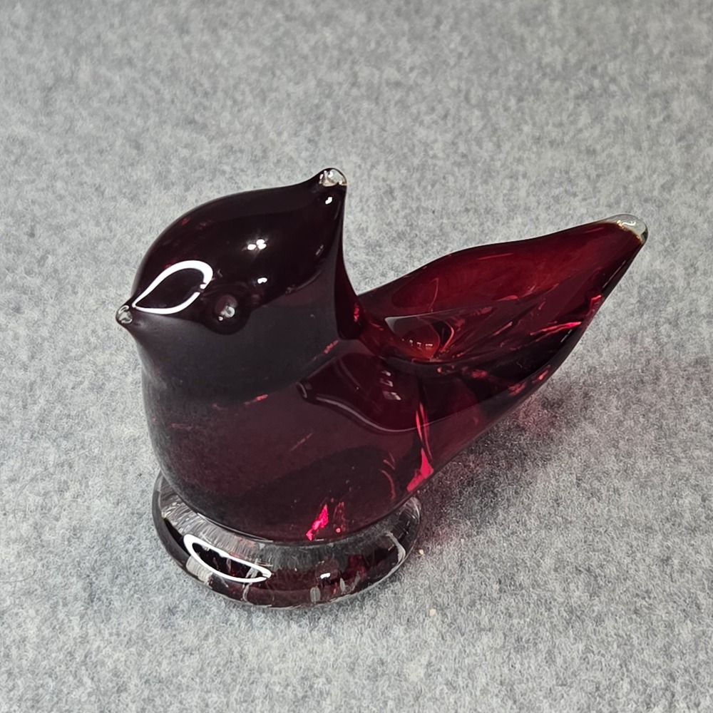Terra Studios Royal Cardinal of Love Leo Ward Ruby Glass Signed 1996 Cottagecore